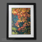 “Autumn Leaf by Leaf” A3 Hand Painted ArtPrint Mounted in Matt Black Wooden Frame - By Angela Blackman