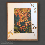 “Autumn Leaf by Leaf” A3 Handpainted Art Print Mounted in Solid Oak Frame by Angela Blackman