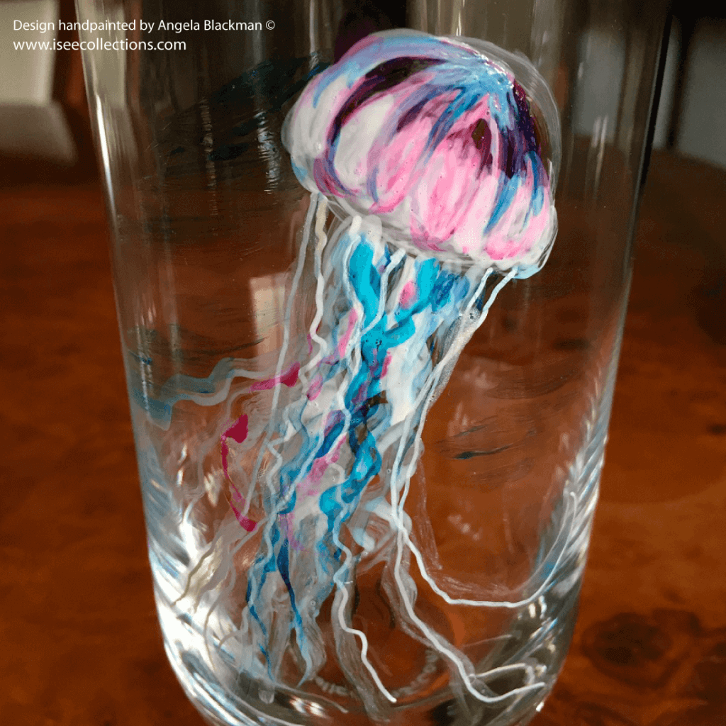 Jellyfish hand painted glass Tumbler
