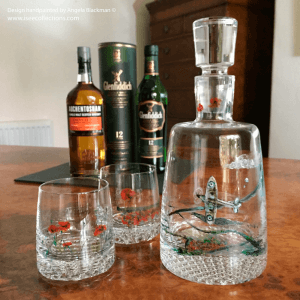 hand painted decanter and tumblers