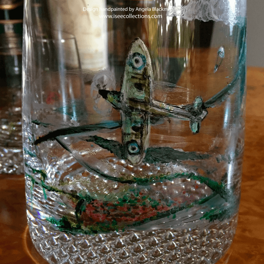 hand painted decanter and tumblers