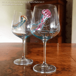 Jellyfish Pair of Hand Painted Gin Glasses
