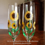 Sunflowers Pair of Champagne Glasses