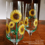 Sunflowers Pair of Champagne Glasses