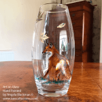 Fox and Autumn Leaves Hand Painted Vase
