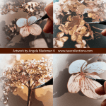 “Golden Hydrangea” set of 4 designs Artwork by Angela Blackman