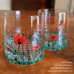 Poppies design - Pair of hand painted Whisky tumblers