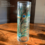 Peacock Feather Vase – Original art hand painted on glass