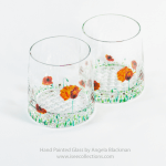 Poppies design - Pair of hand painted Whisky tumblers