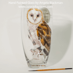 Barn Owl – Hand Painted Glass Vase